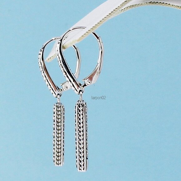 John Hardy JAI Kalahari Textured Leverback Sterling Silver Earrings 1-3/8" NIB - Picture 7 of 14